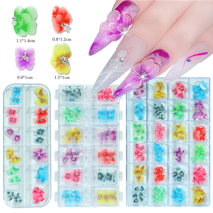 Тырнақ тикерлері Rhinestone гүлдері